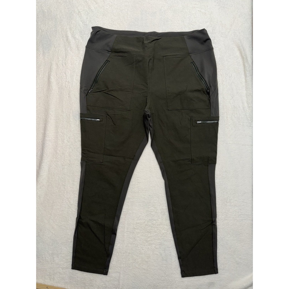 Athleta Women's Headlands Hybrid Cargo II Tight Green Pocket Pants Size 22
